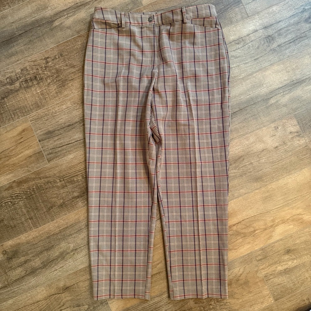 Chadwicks Women's Size 16P Plaid Dress Pants Straight Leg Retro 70s Houndstooth